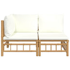 vidaXL 2-tlg. Garten-Lounge-Set mit Cremeweißen Kissen Bambus