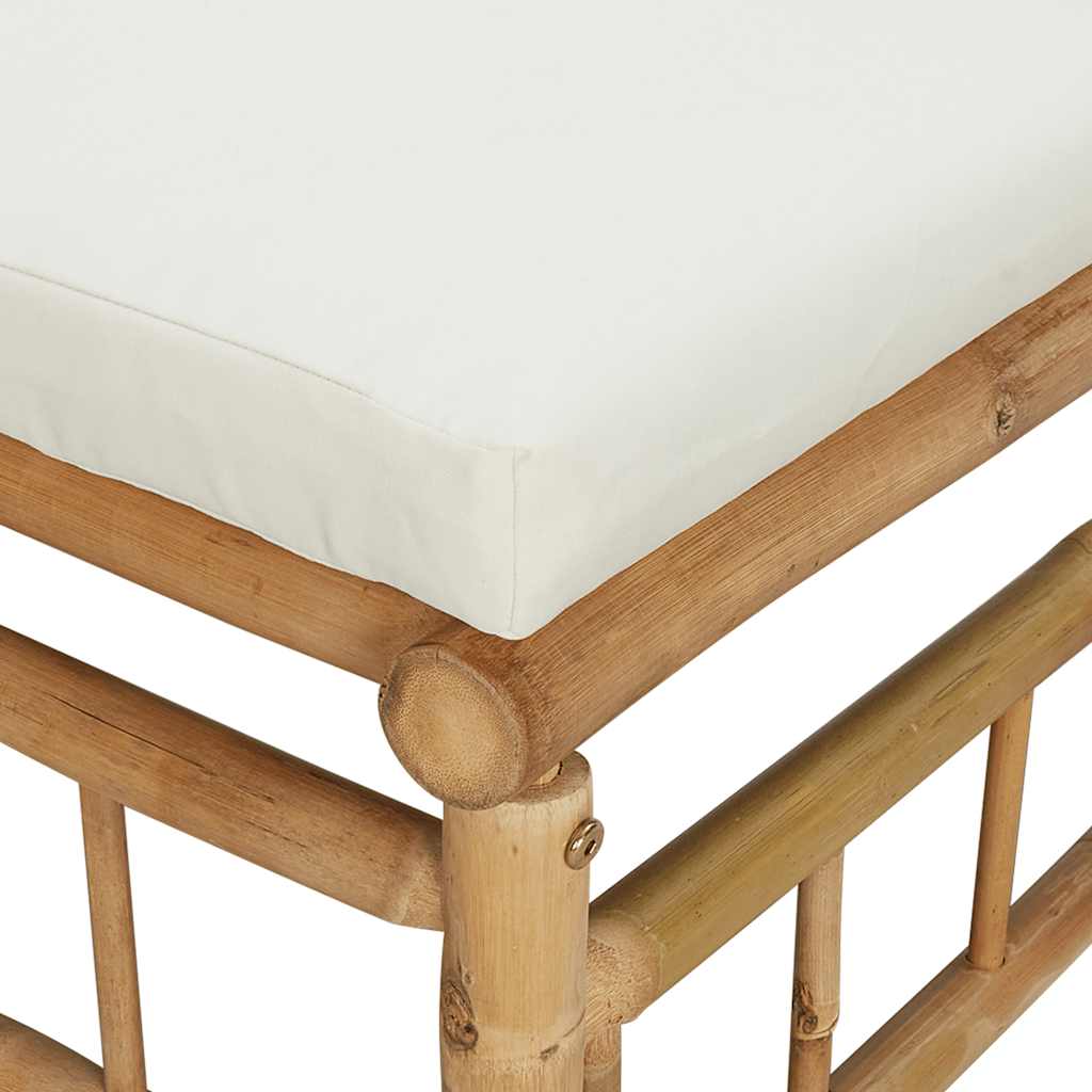 vidaXL Garten-Mittelsofa mit Cremeweißen Kissen Bambus