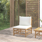 vidaXL Garten-Mittelsofa mit Cremeweißen Kissen Bambus