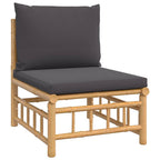 vidaXL Garten-Mittelsofa mit Dunkelgrauen Kissen Bambus