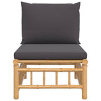 vidaXL Garten-Mittelsofa mit Dunkelgrauen Kissen Bambus