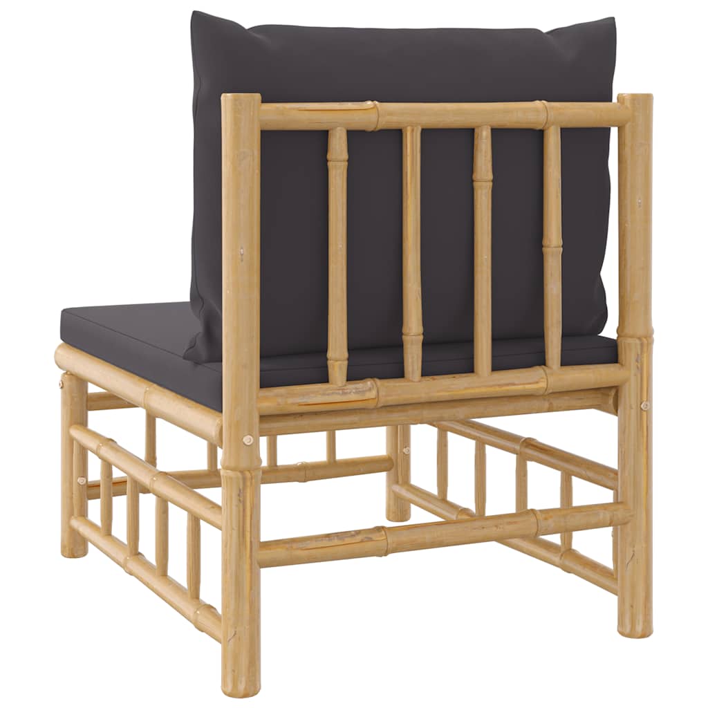 vidaXL Garten-Mittelsofa mit Dunkelgrauen Kissen Bambus