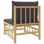 vidaXL Garten-Mittelsofa mit Dunkelgrauen Kissen Bambus