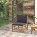 vidaXL Garten-Mittelsofa mit Dunkelgrauen Kissen Bambus