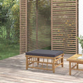 vidaXL Gartenhocker mit Dunkelgrauem Kissen Bambus