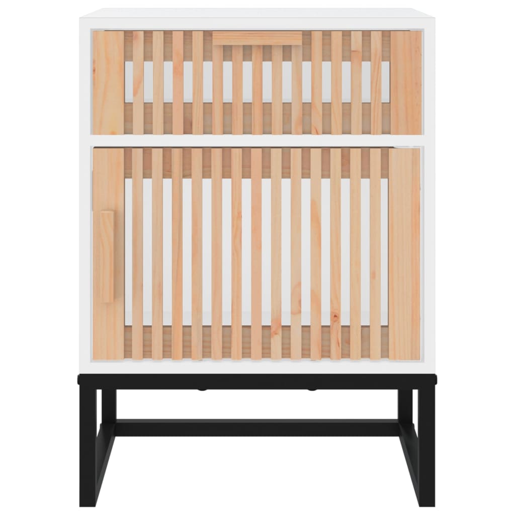 vidaXL Nachttisch Weiß 40x30x55,5 cm Holzwerkstoff & Eisen