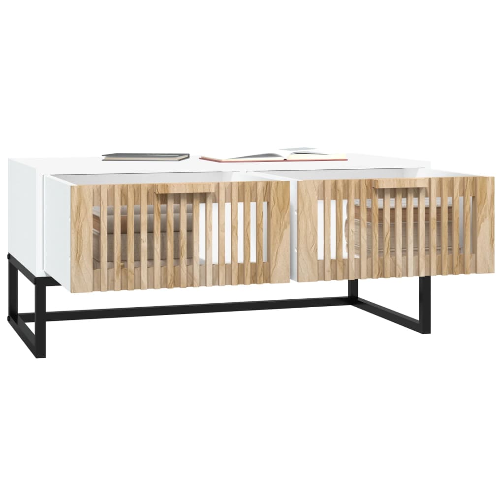 vidaXL Couchtisch Weiß 80x40x35 cm Holzwerkstoff und Eisen