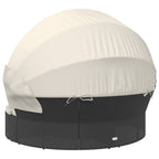 vidaXL Outdoor-Loungebett mit Dach und Kissen Schwarz Poly Rattan