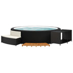 vidaXL Whirlpool-Umrandung Schwarz Poly-Rattan und Massivholz Akazie