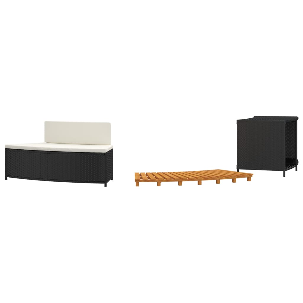 vidaXL Whirlpool-Umrandung Schwarz Poly-Rattan und Massivholz Akazie