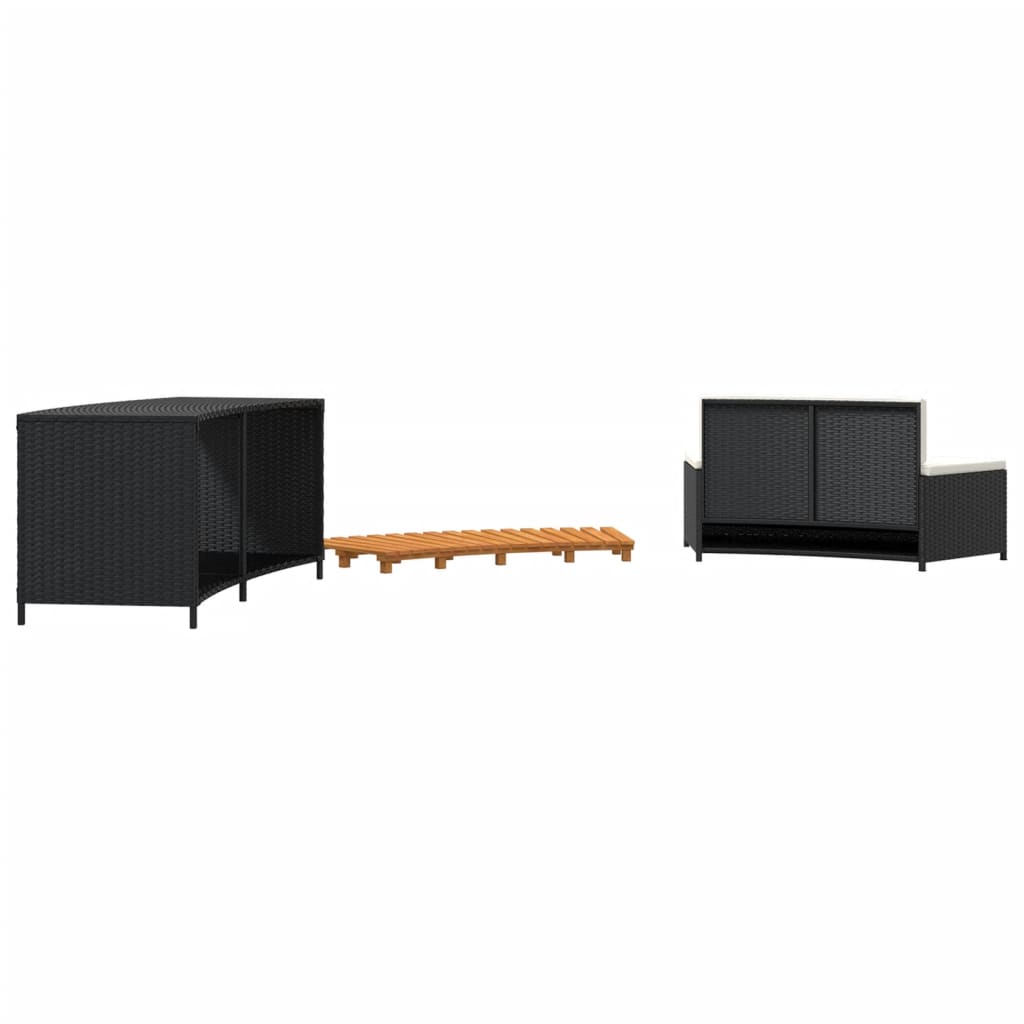 vidaXL Whirlpool-Umrandung Schwarz Poly-Rattan und Massivholz Akazie
