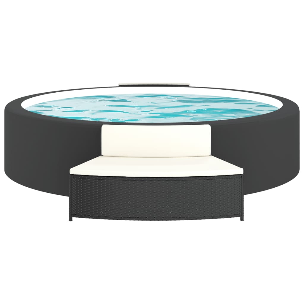 vidaXL Whirlpool-Bänke mit Auflagen 2 Stk. Schwarz Poly-Rattan