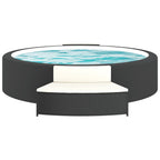 vidaXL Whirlpool-Bänke mit Auflagen 2 Stk. Schwarz Poly-Rattan