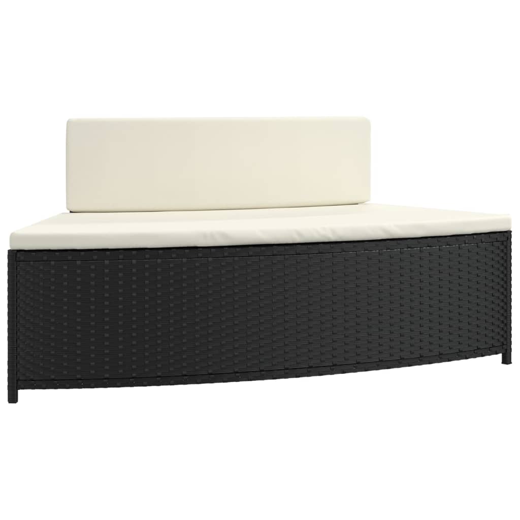 vidaXL Whirlpool-Bänke mit Auflagen 2 Stk. Schwarz Poly-Rattan