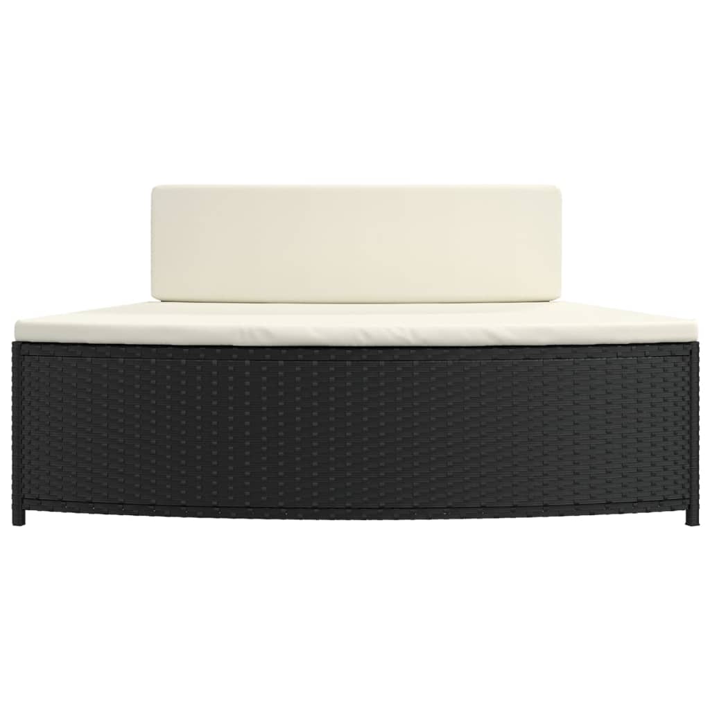 vidaXL Whirlpool-Bänke mit Auflagen 2 Stk. Schwarz Poly-Rattan