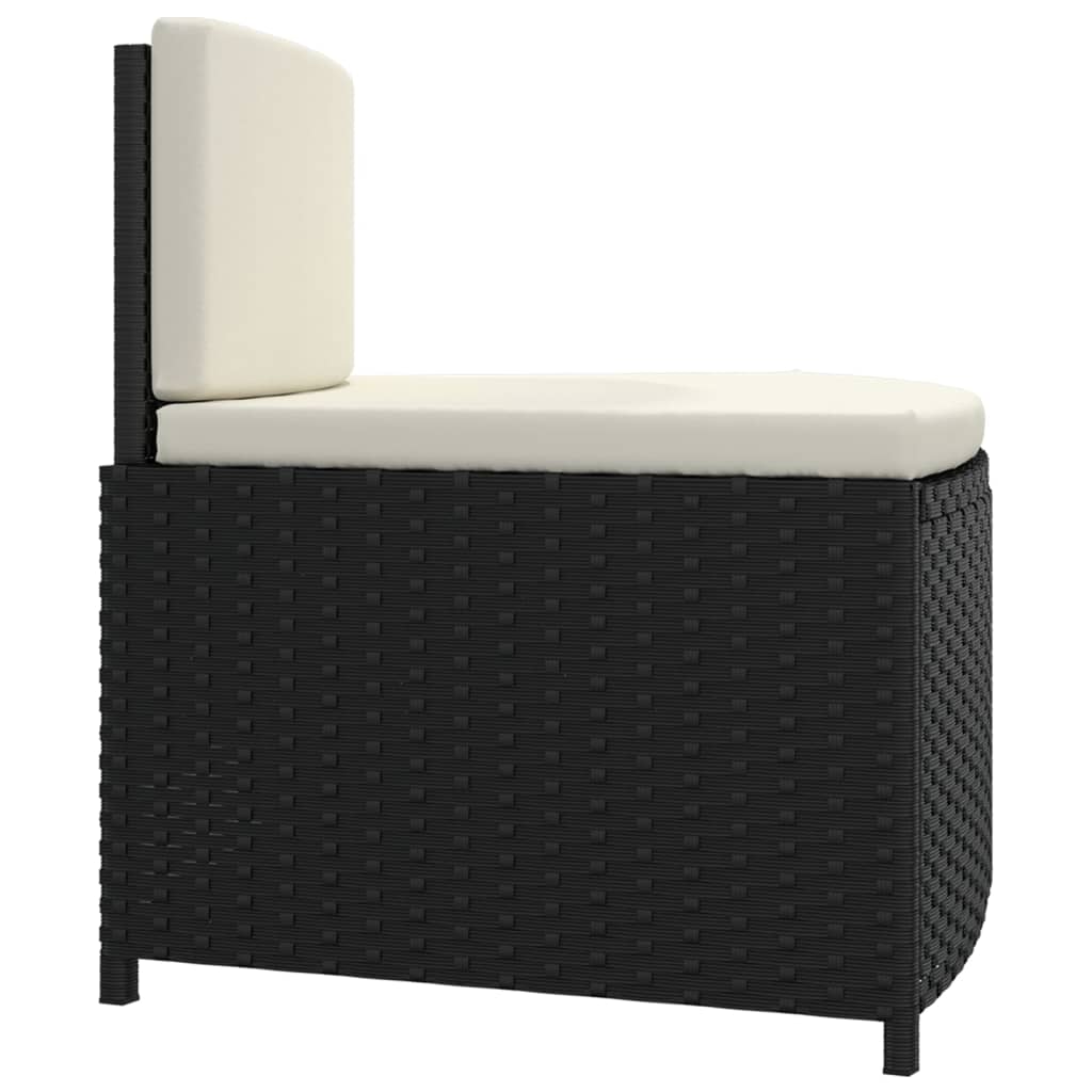 vidaXL Whirlpool-Bänke mit Auflagen 2 Stk. Schwarz Poly-Rattan