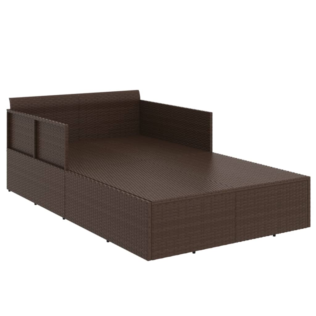 vidaXL Sonnenliege mit Kissen Braun 182x118x63 cm Poly Rattan