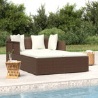 vidaXL Sonnenliege mit Kissen Braun 182x118x63 cm Poly Rattan