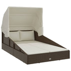 vidaXL Sonnenliege mit Faltdach Braun 200x114x128 cm Poly Rattan