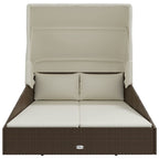 vidaXL Sonnenliege mit Faltdach Braun 200x114x128 cm Poly Rattan