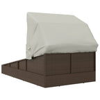 vidaXL Sonnenliege mit Faltdach Braun 200x114x128 cm Poly Rattan