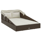 vidaXL Sonnenliege mit Faltdach Braun 200x114x128 cm Poly Rattan