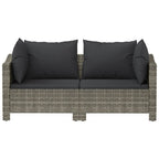 vidaXL 2-teiliges Garten-Lounge-Set mit Kissen Grau Poly Rattan
