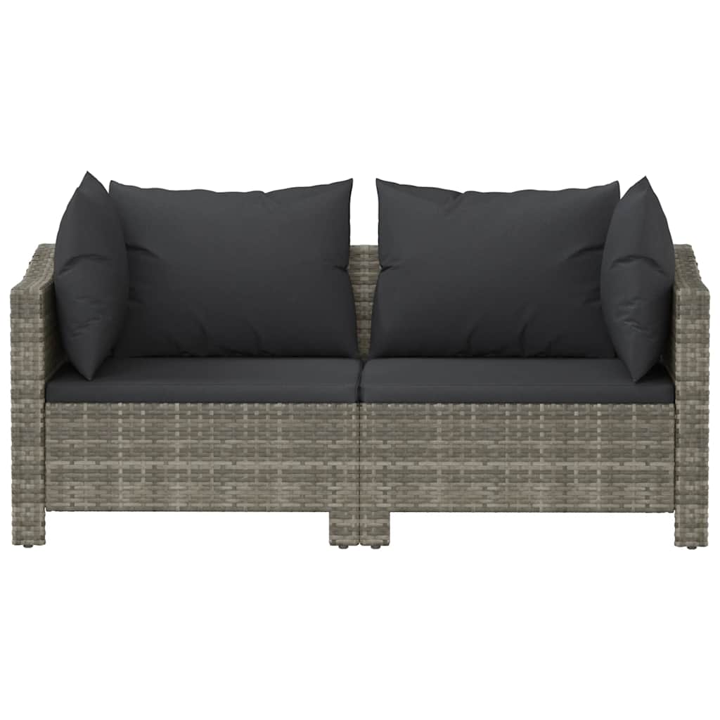 vidaXL 2-teiliges Garten-Lounge-Set mit Kissen Grau Poly Rattan