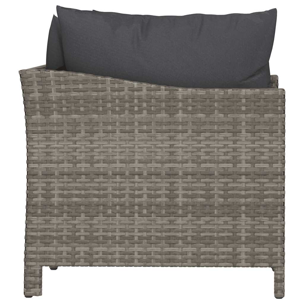 vidaXL 2-teiliges Garten-Lounge-Set mit Kissen Grau Poly Rattan