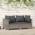 vidaXL 2-teiliges Garten-Lounge-Set mit Kissen Grau Poly Rattan
