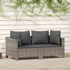 vidaXL 2-teiliges Garten-Lounge-Set mit Kissen Grau Poly Rattan