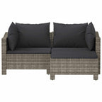 vidaXL 3-tlg. Garten-Lounge-Set mit Kissen Grau Poly Rattan