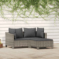 vidaXL 3-tlg. Garten-Lounge-Set mit Kissen Grau Poly Rattan