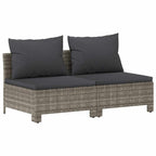 vidaXL Gartensofa 2-Sitzer mit Kissen Grau Poly Rattan