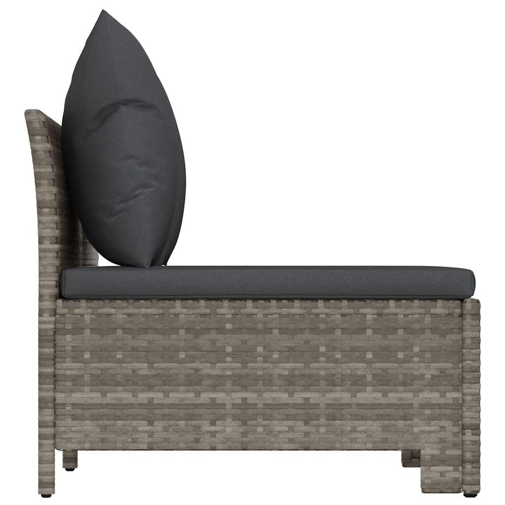 vidaXL Gartensofa 2-Sitzer mit Kissen Grau Poly Rattan