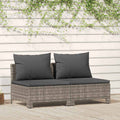 vidaXL Gartensofa 2-Sitzer mit Kissen Grau Poly Rattan