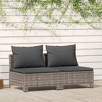 vidaXL Gartensofa 2-Sitzer mit Kissen Grau Poly Rattan