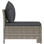 vidaXL Garten-Mittelsofa mit Kissen Grau Poly Rattan