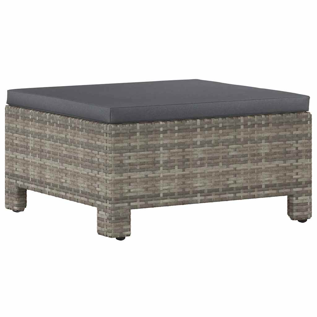 vidaXL Garten-Fußstütze mit Kissen Grau Poly Rattan