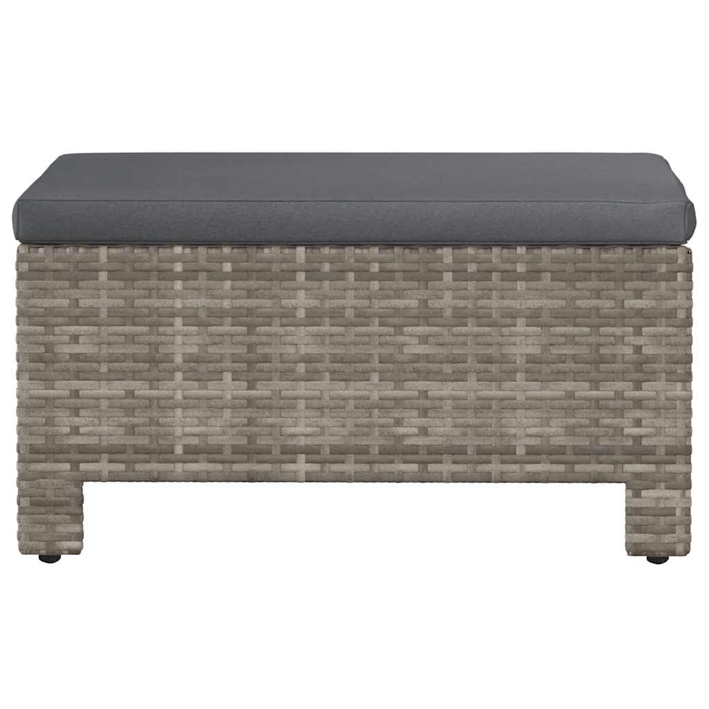 vidaXL Garten-Fußstütze mit Kissen Grau Poly Rattan