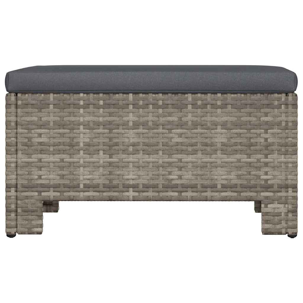 vidaXL Garten-Fußstütze mit Kissen Grau Poly Rattan