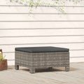 vidaXL Garten-Fußstütze mit Kissen Grau Poly Rattan