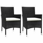 vidaXL Gartenstühle mit Kissen 2 Stk. Schwarz Poly Rattan
