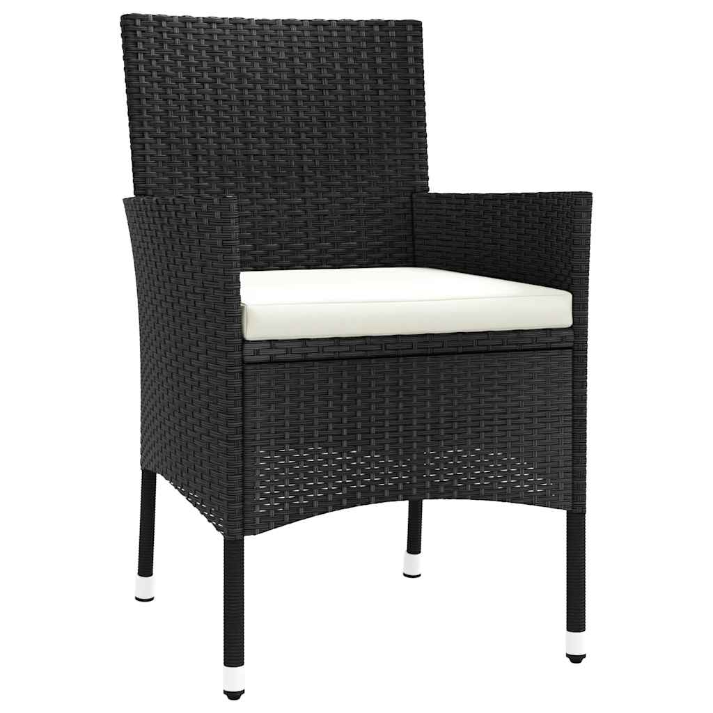vidaXL Gartenstühle mit Kissen 2 Stk. Schwarz Poly Rattan
