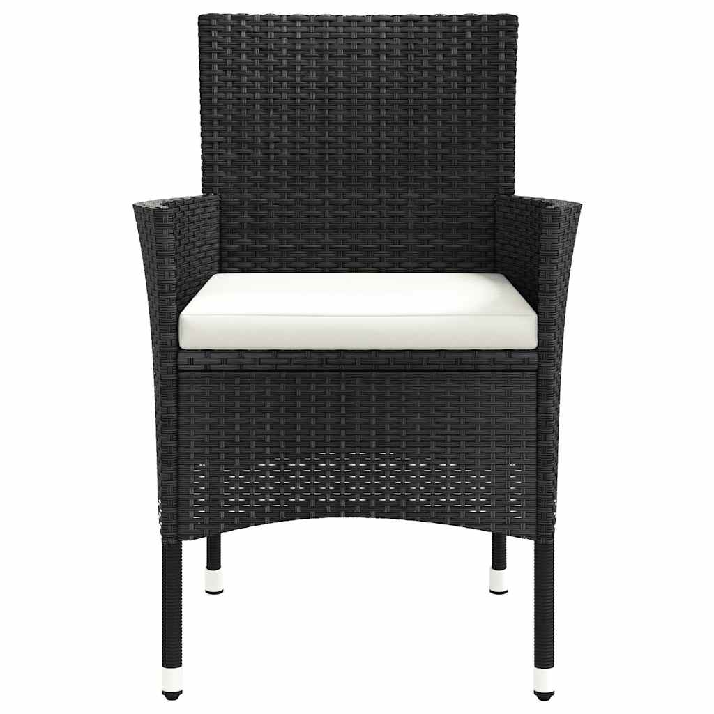 vidaXL Gartenstühle mit Kissen 2 Stk. Schwarz Poly Rattan
