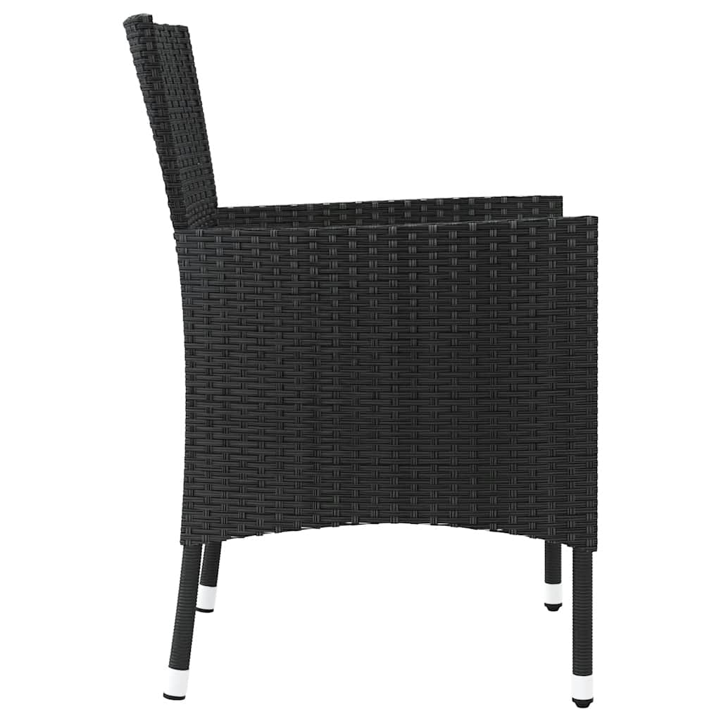 vidaXL Gartenstühle mit Kissen 2 Stk. Schwarz Poly Rattan