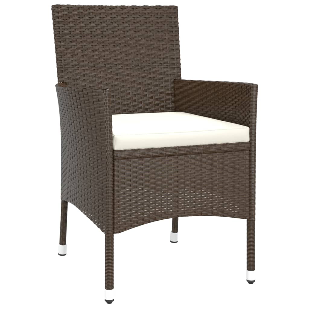 vidaXL Gartenstühle mit Kissen 4 Stk. Braun Poly Rattan