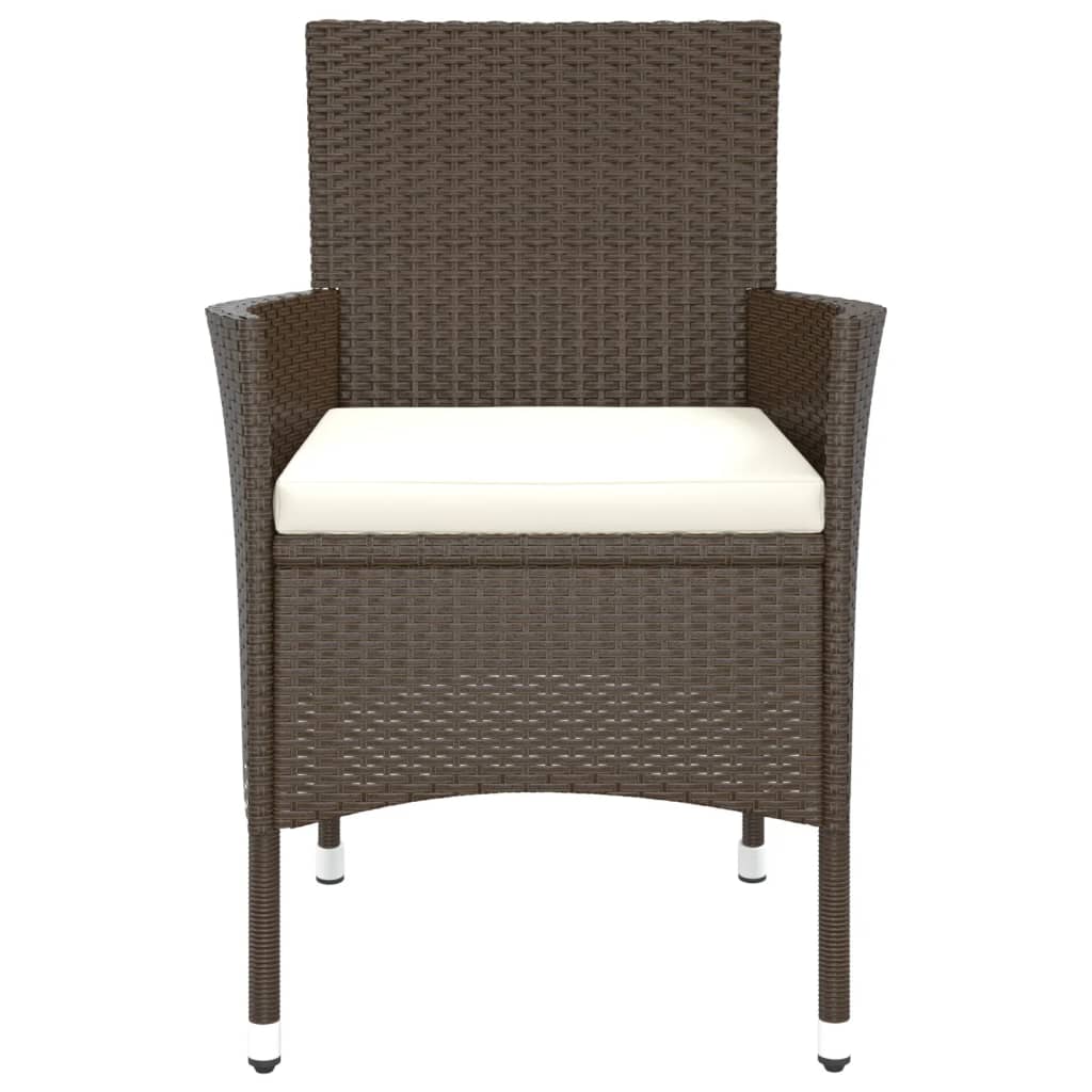 vidaXL Gartenstühle mit Kissen 4 Stk. Braun Poly Rattan