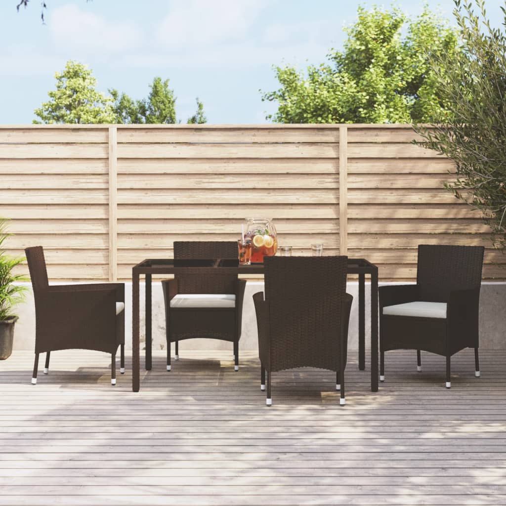 vidaXL Gartenstühle mit Kissen 4 Stk. Braun Poly Rattan