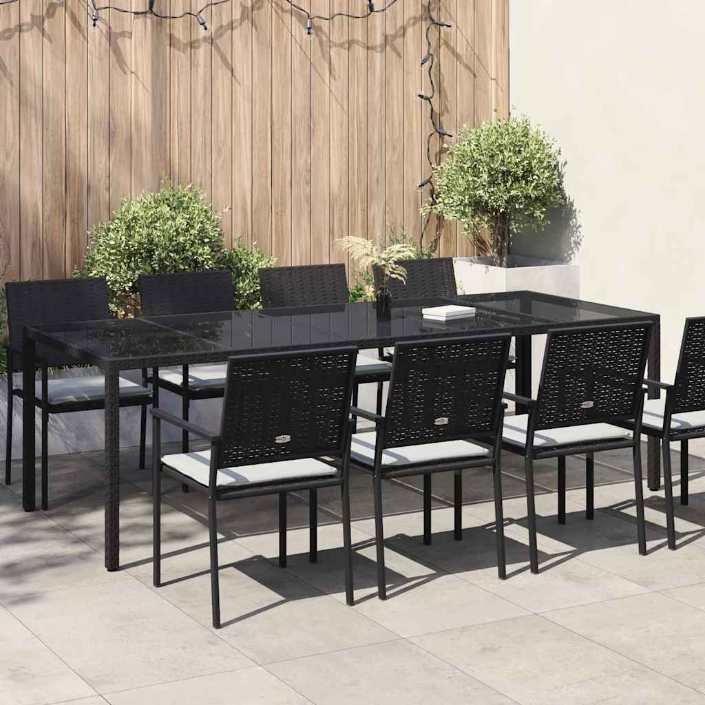 vidaXL Gartentisch Pur Schwarz 250 x 100 x 75 cm Poly-Rattan